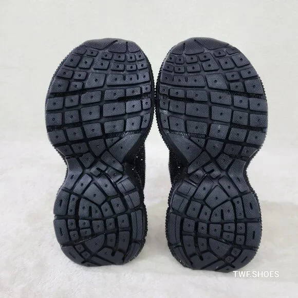 Cush Dazzle Sport Rhinestone Comfy Platform Light Weight Sneakers Black - Picture 2 of 6